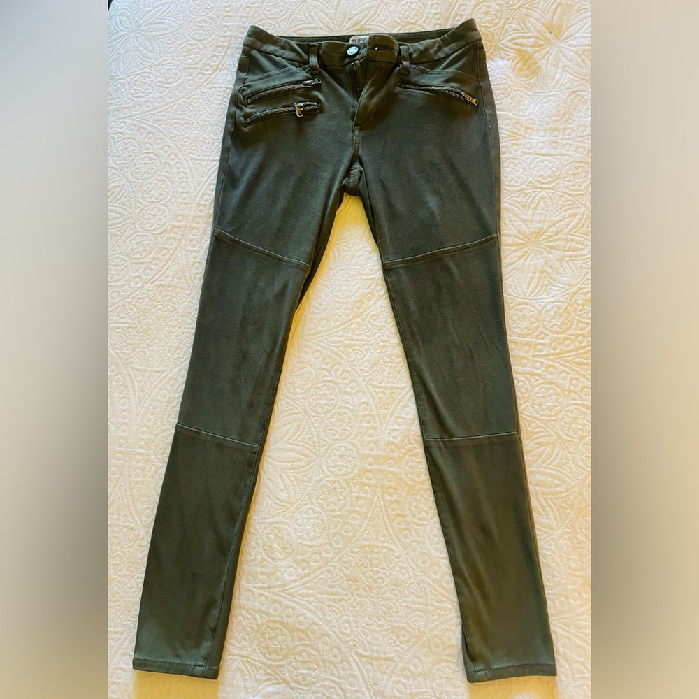 William Rast (Justin Timberlake) Suede Moto pants - size 28, olive green